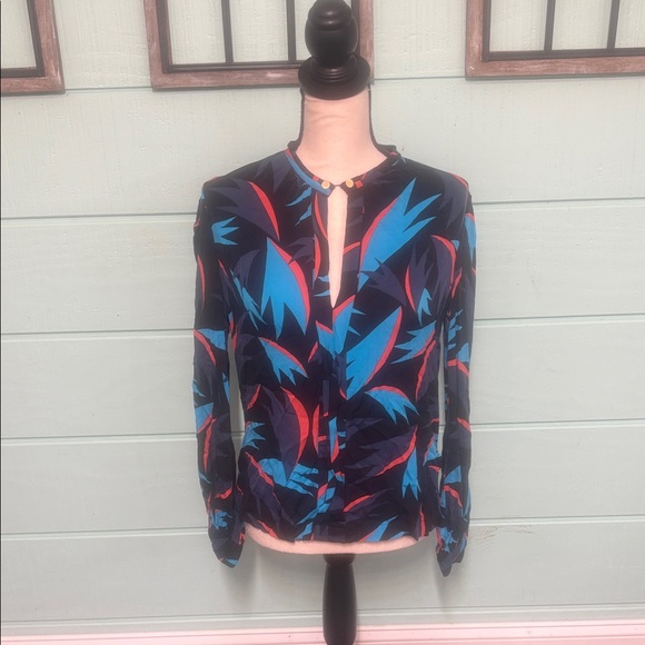 Diane von Furstenberg Silk Blend Blouse Size 6 - Picture 1 of 5